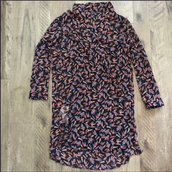 EUC Mango Casual Feather Print Dress & Slip Size 4 - Picture 2 of 14